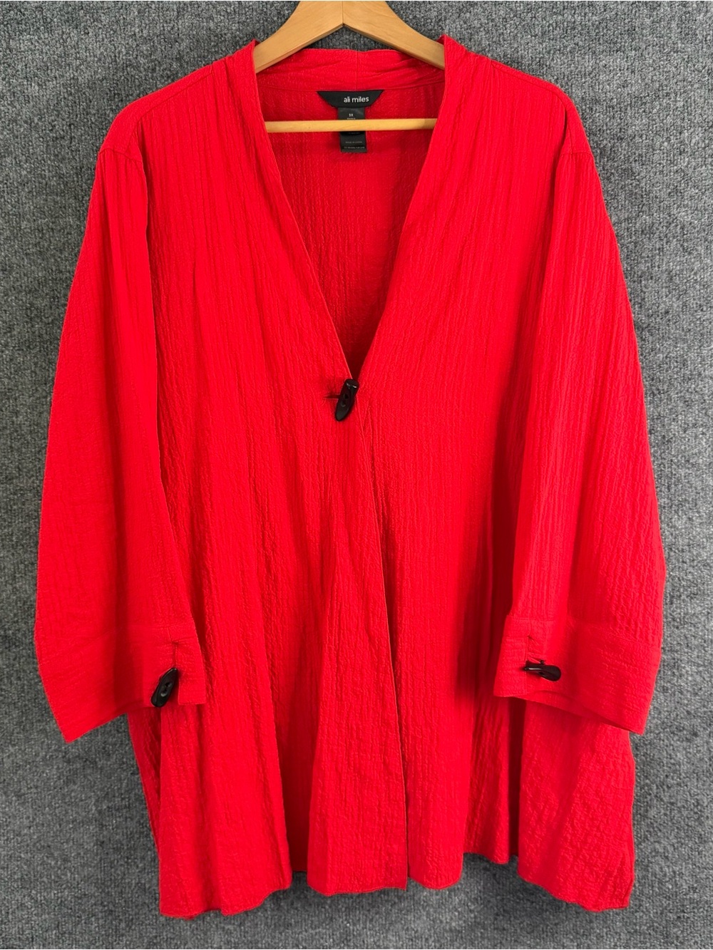 Ali Miles Womens 3X Red Crinkle Cardigan 3/4 Sleeve Office Casual Holiday